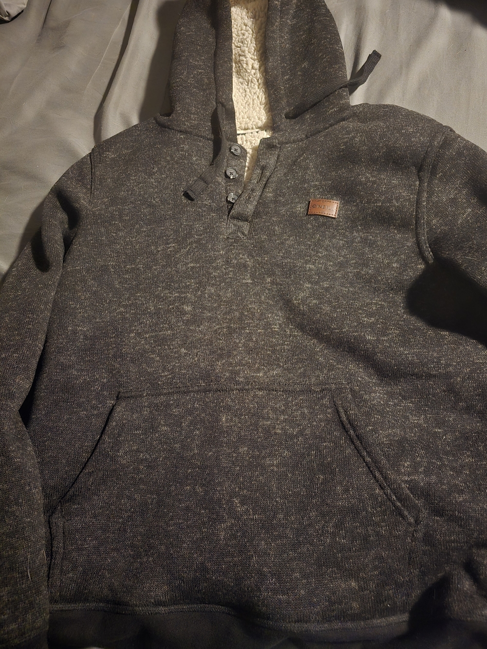 O'Neill Charcoal Sherpa-Lined Hooded Pullover